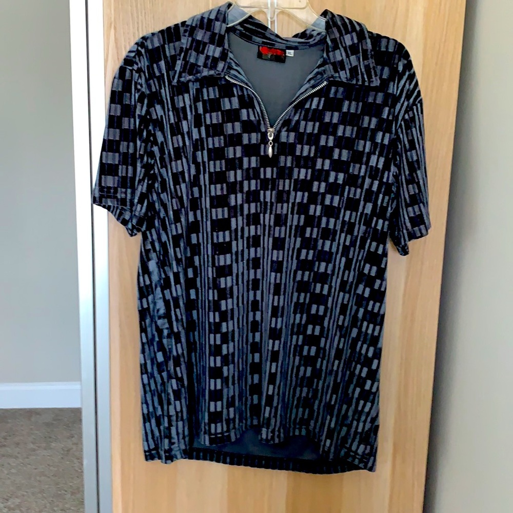 Grey velour short sleeve top ax XL